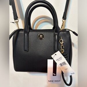 Nine West NWT Elegant Harland Black Satchel Bag, adjustable straps, Crossbody.